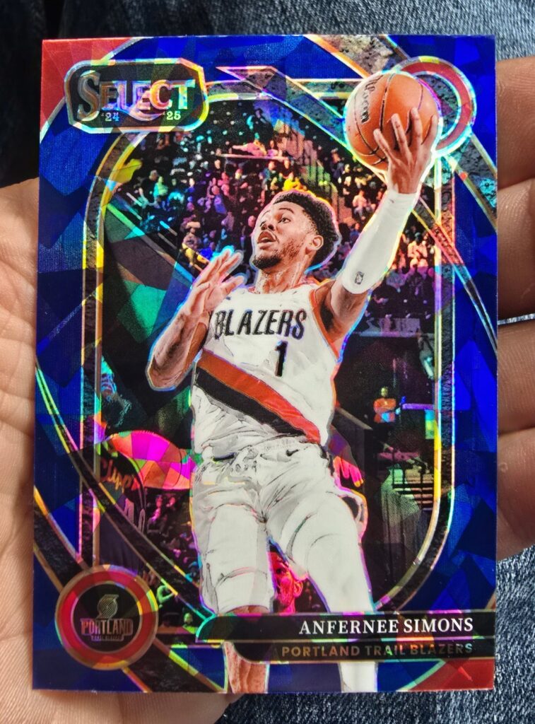 2024-25 Panini Prizm Select Anfernee Simons Courtside Blue Cracked Ice #208
