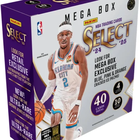 2024–25 Panini Select NBA Basketball Mega Box – Official Trading Cards – Retail Exclusive Blue & Red Prizms, Rookie Cards & Inserts – Sealed Box