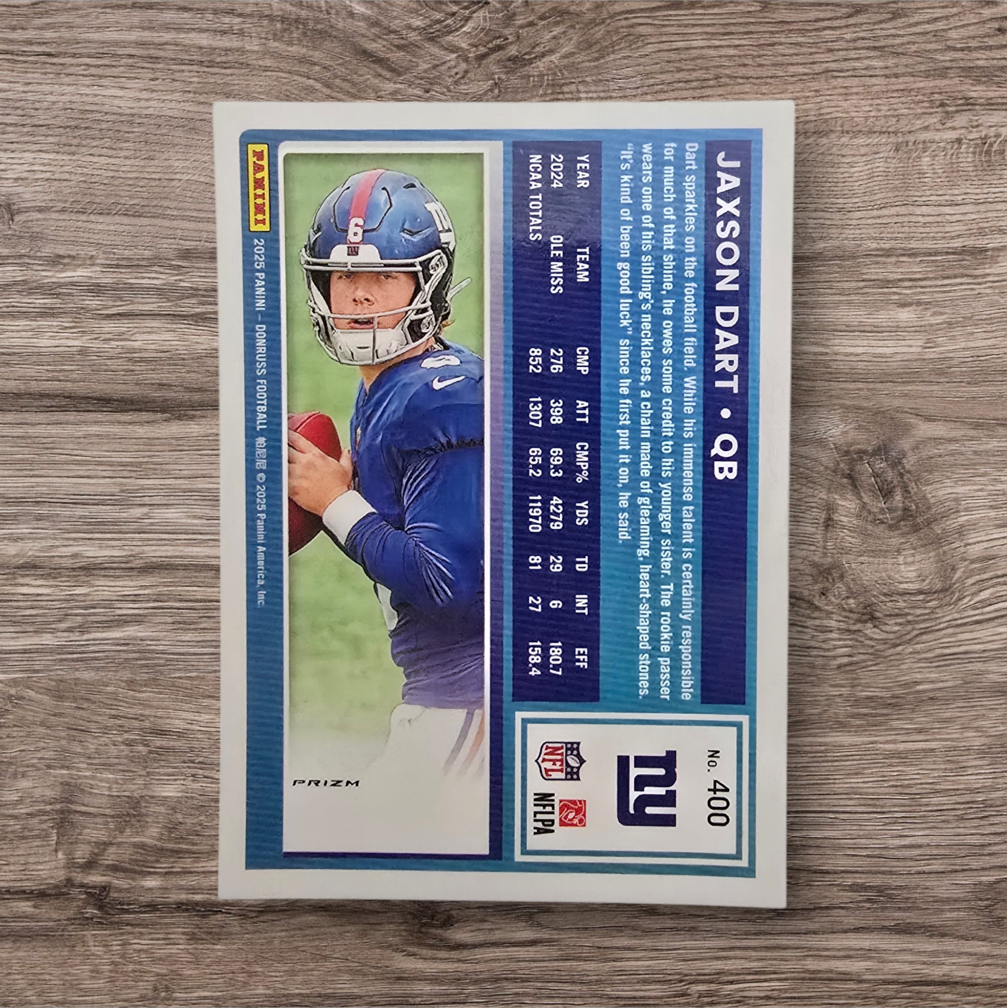 2025 Panini Donruss Rated Rookie Jaxson Dart #400 Optic Preview Pink Prizm - Image 2