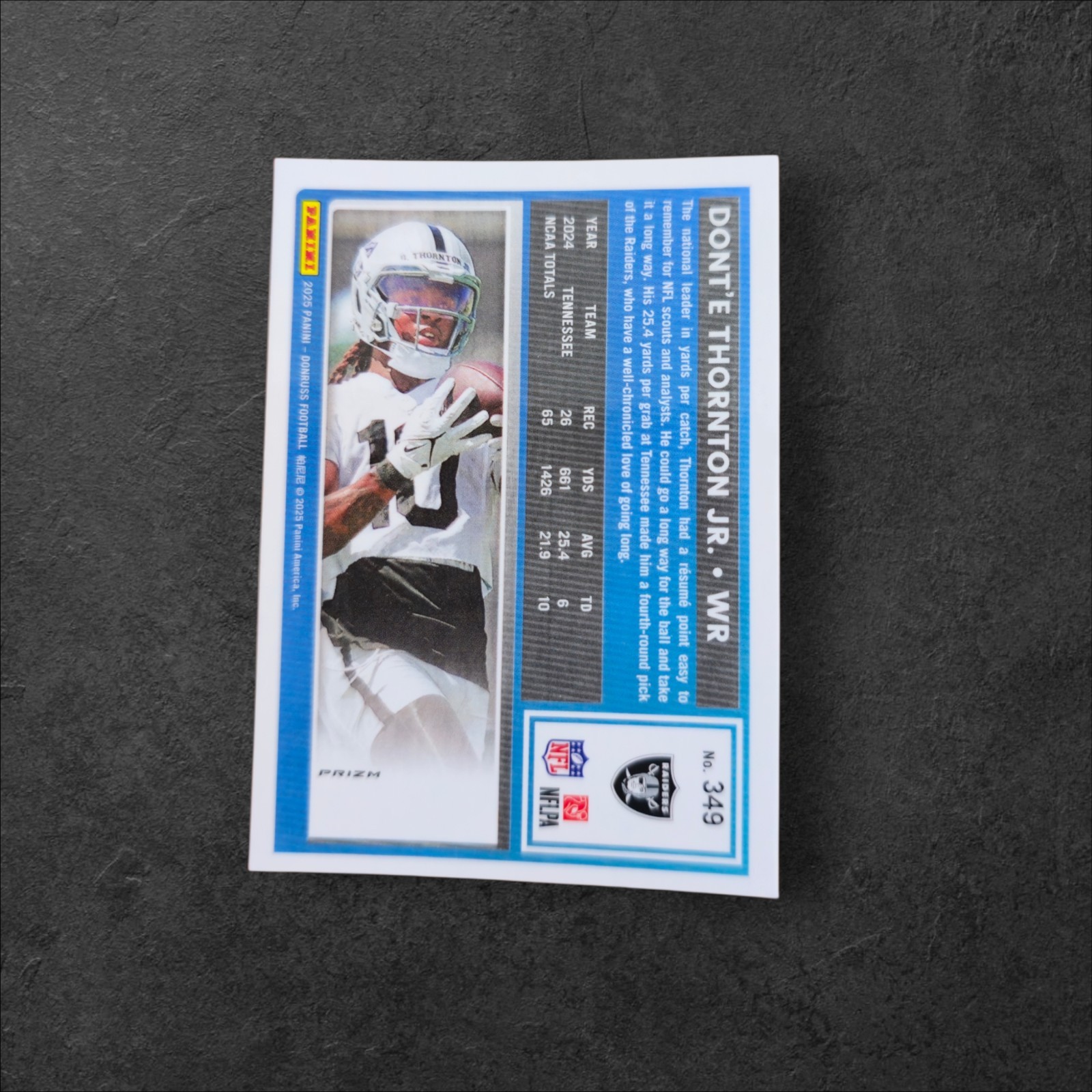 2025 Donruss Optic - Rated Rookie Red Wave Dont'e Thornton Jr. (RC) #349 Raiders - Image 2