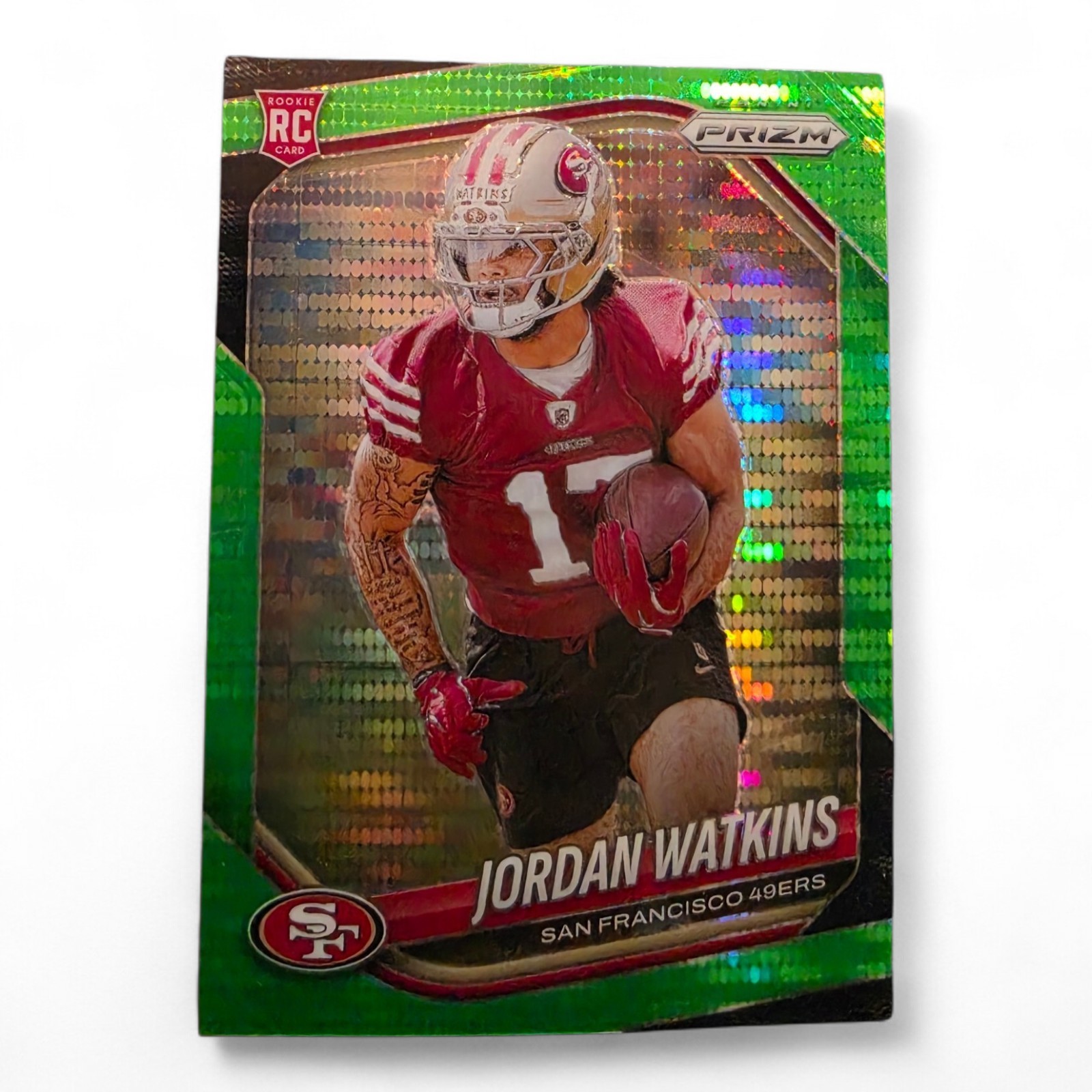 2025 Panini Prizm - Rookies Jordan Watkins #389 Neon Green Pulsar Prizm (RC)