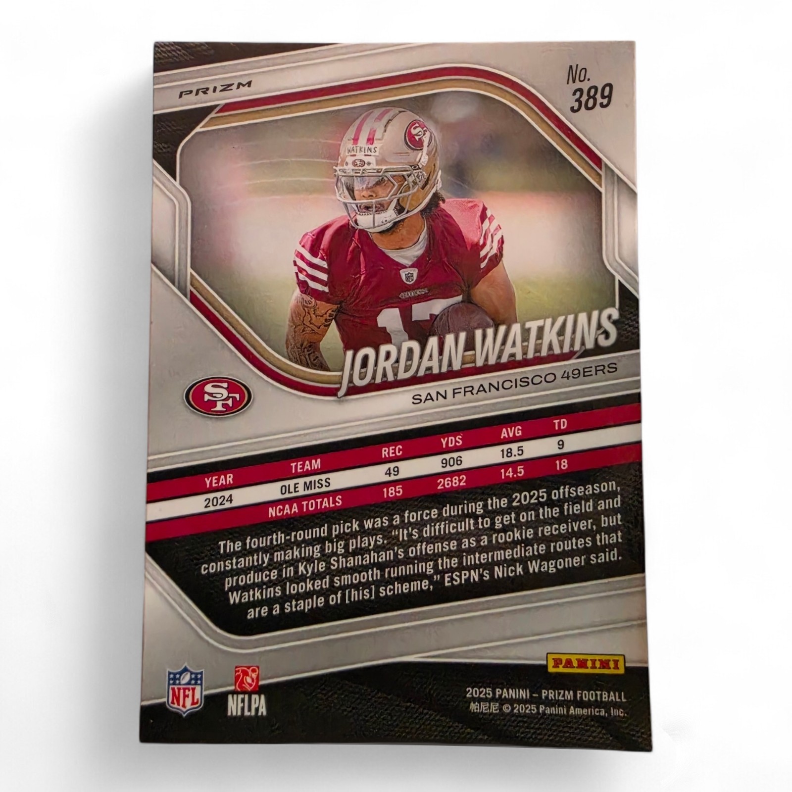 2025 Panini Prizm - Rookies Jordan Watkins #389 Neon Green Pulsar Prizm (RC) - Image 2